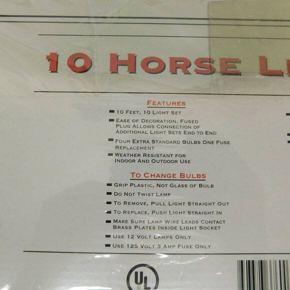 Vintage Novelty 10 Horse Lights Set Rivers Edge: Sealed in Packaging - Picture 3 of 4